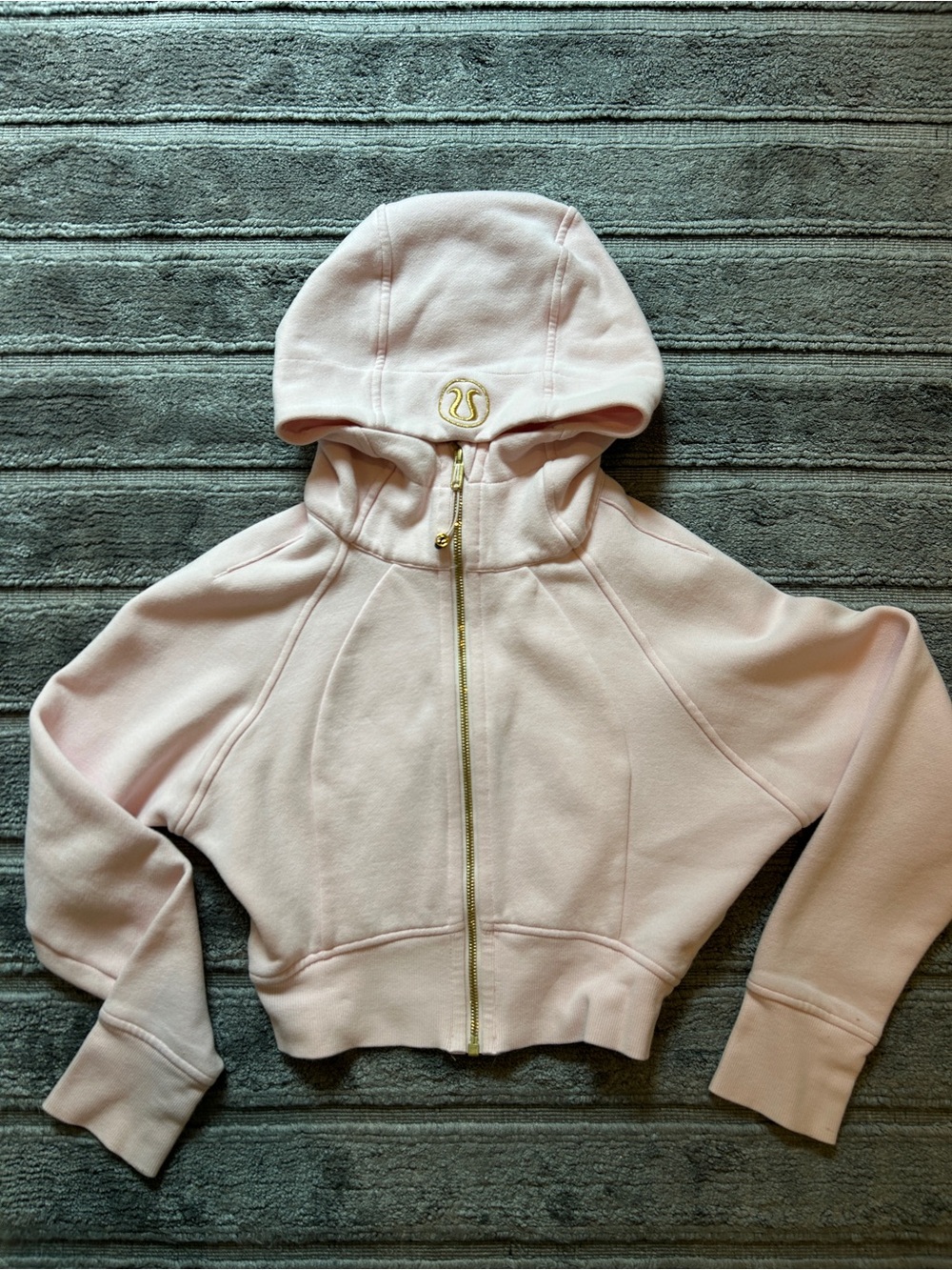 lululemon athletica Pale Pink Cropped Hooded Zip Jacket